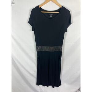 Club Monaco Black Leather Waist Short Sleeve Dress Size 6